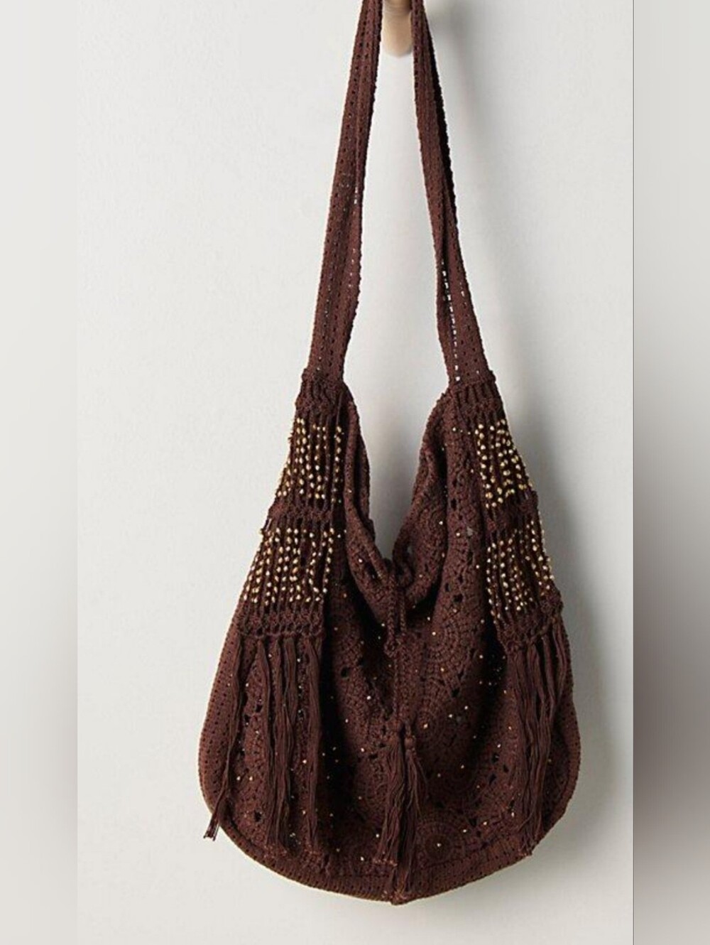 Free People Sunrise To Sunset Handmade  Crochet Boho Style Tote Shoulder  Bag